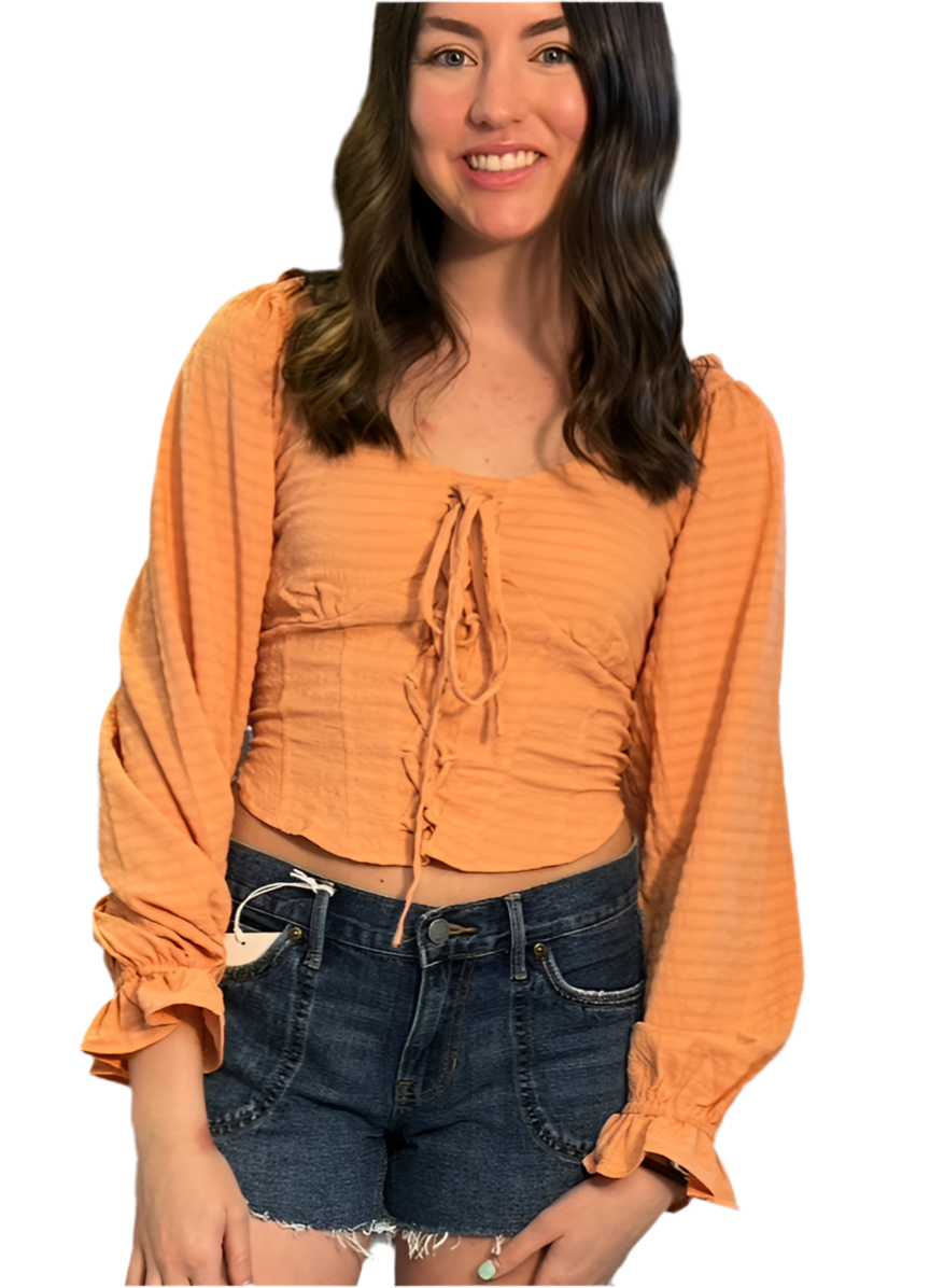 Corset Look Puff Sleeves Blouse