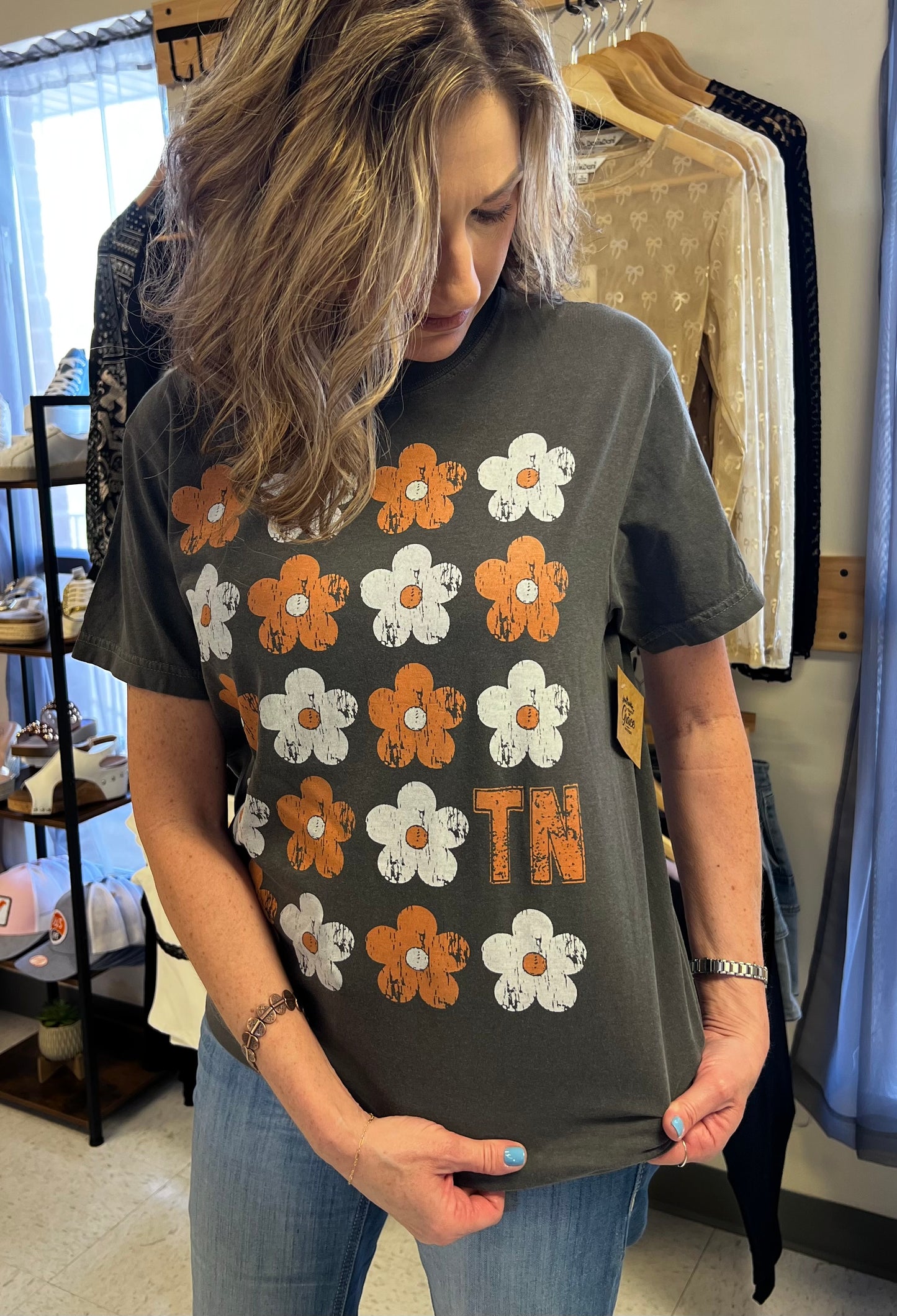 TN Orange & White Flower T-Shirt