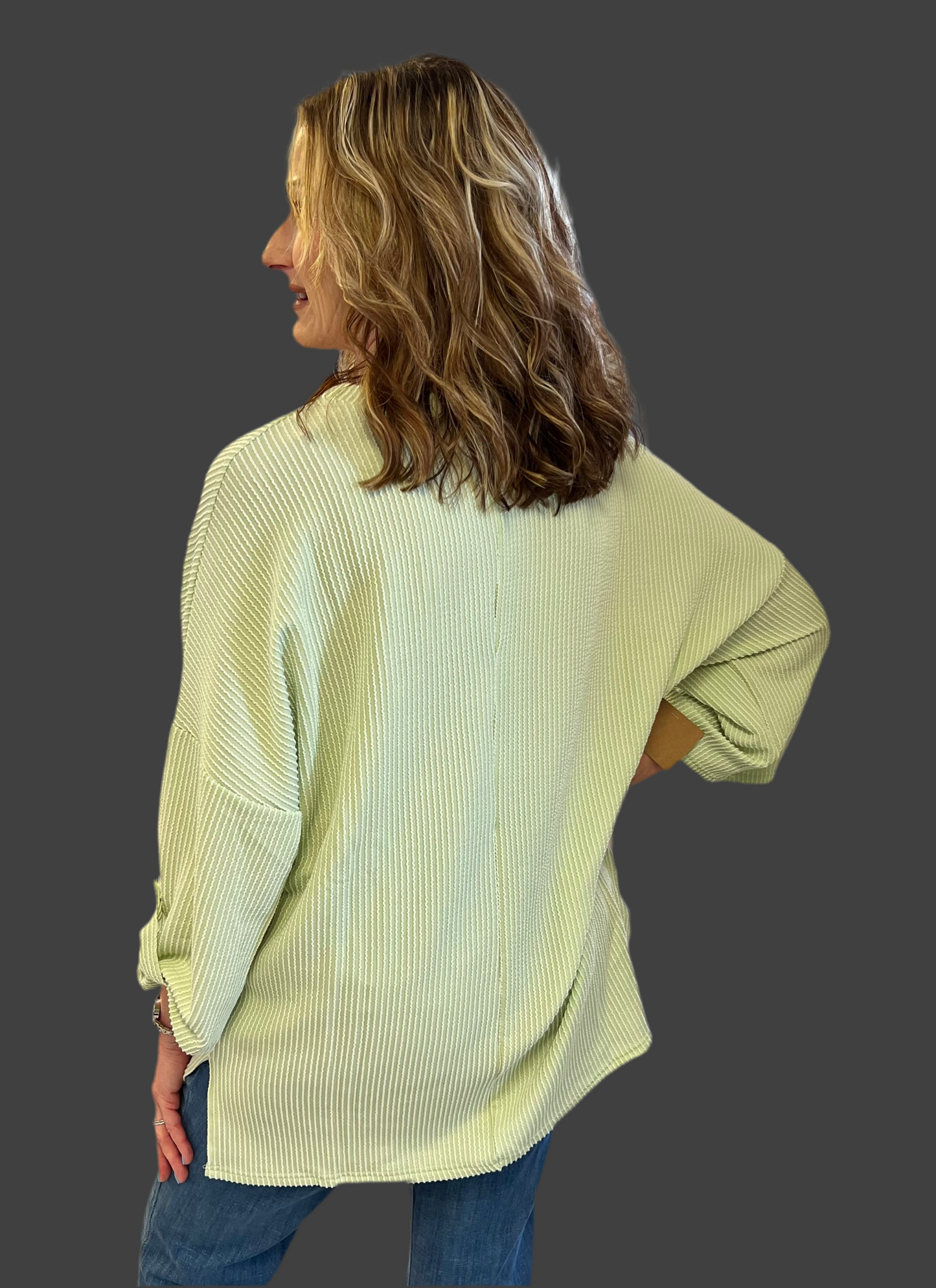 Mint Ribbed Pocket Oversized Tee