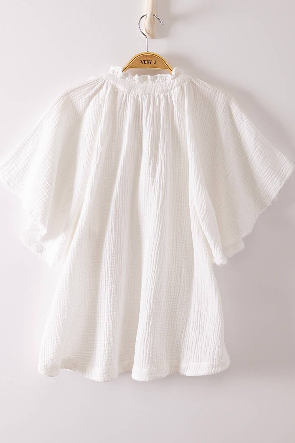 NT12540-Mineral Washed Gauze Blouse Top