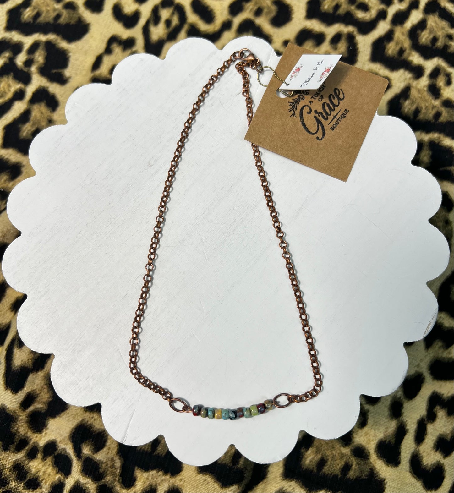 Copper Necklace w/ Beaded Bar