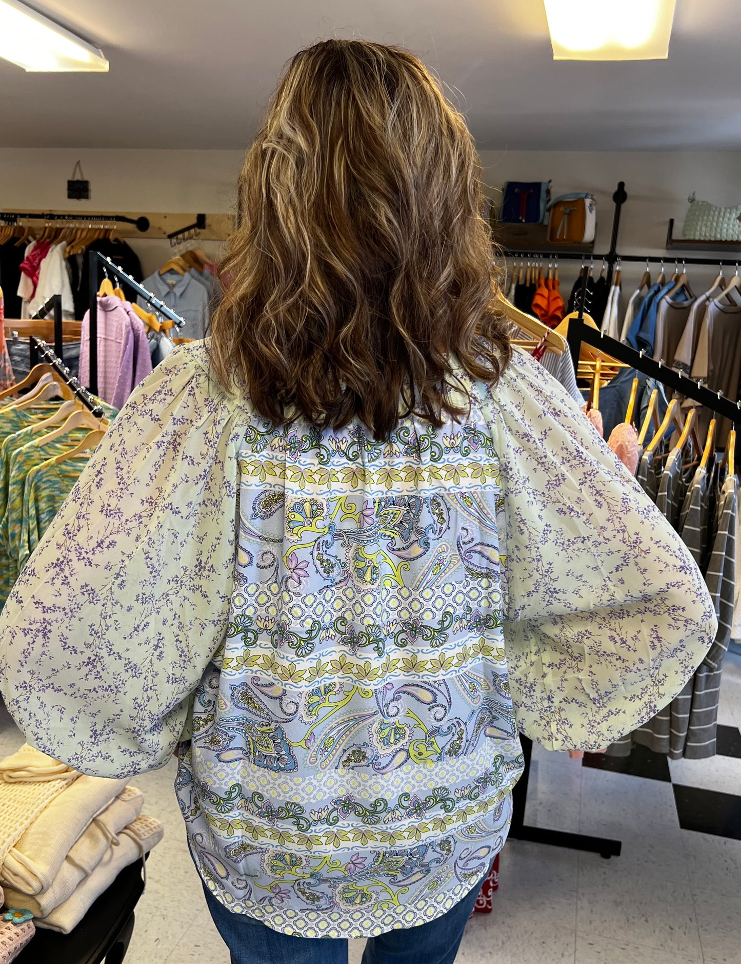 PRINTED SQUARE NECK LOOSE TOP