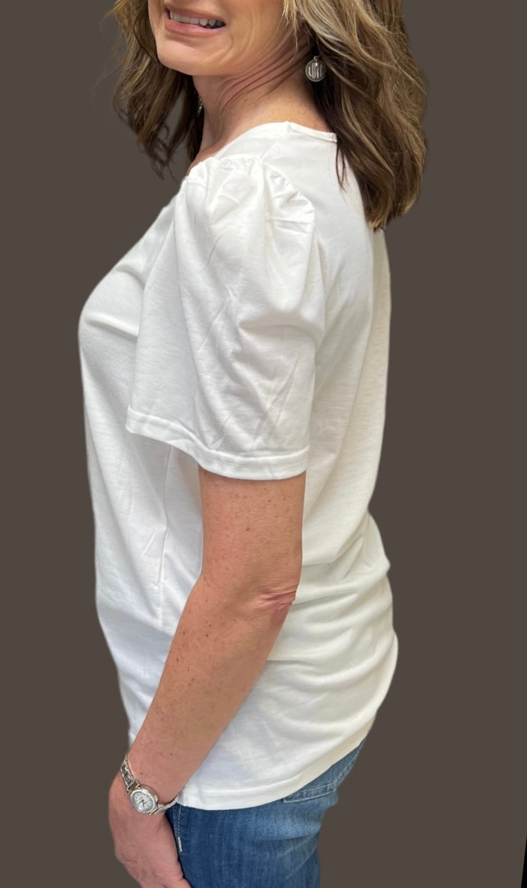 White Square Neck Top