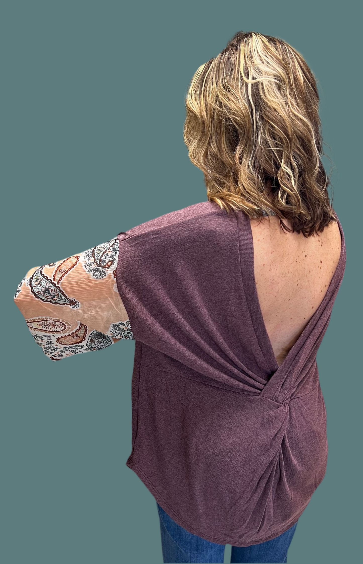 Twist Open Back Tunic Top