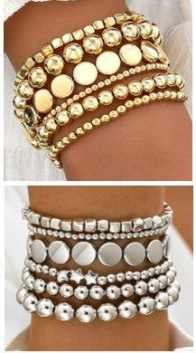 Multi Ball Chain Bead Mix Stretchable Bracelet
