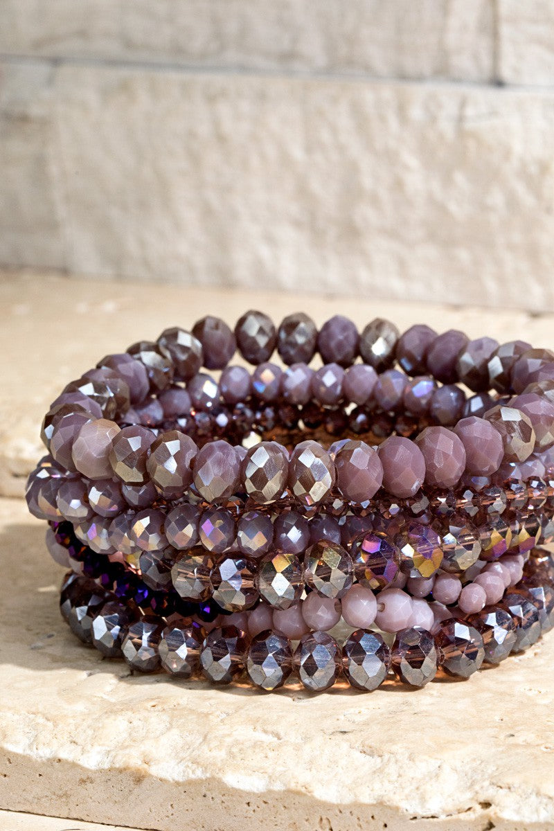 Glass Bead 9 Layered Stretch Bracelet