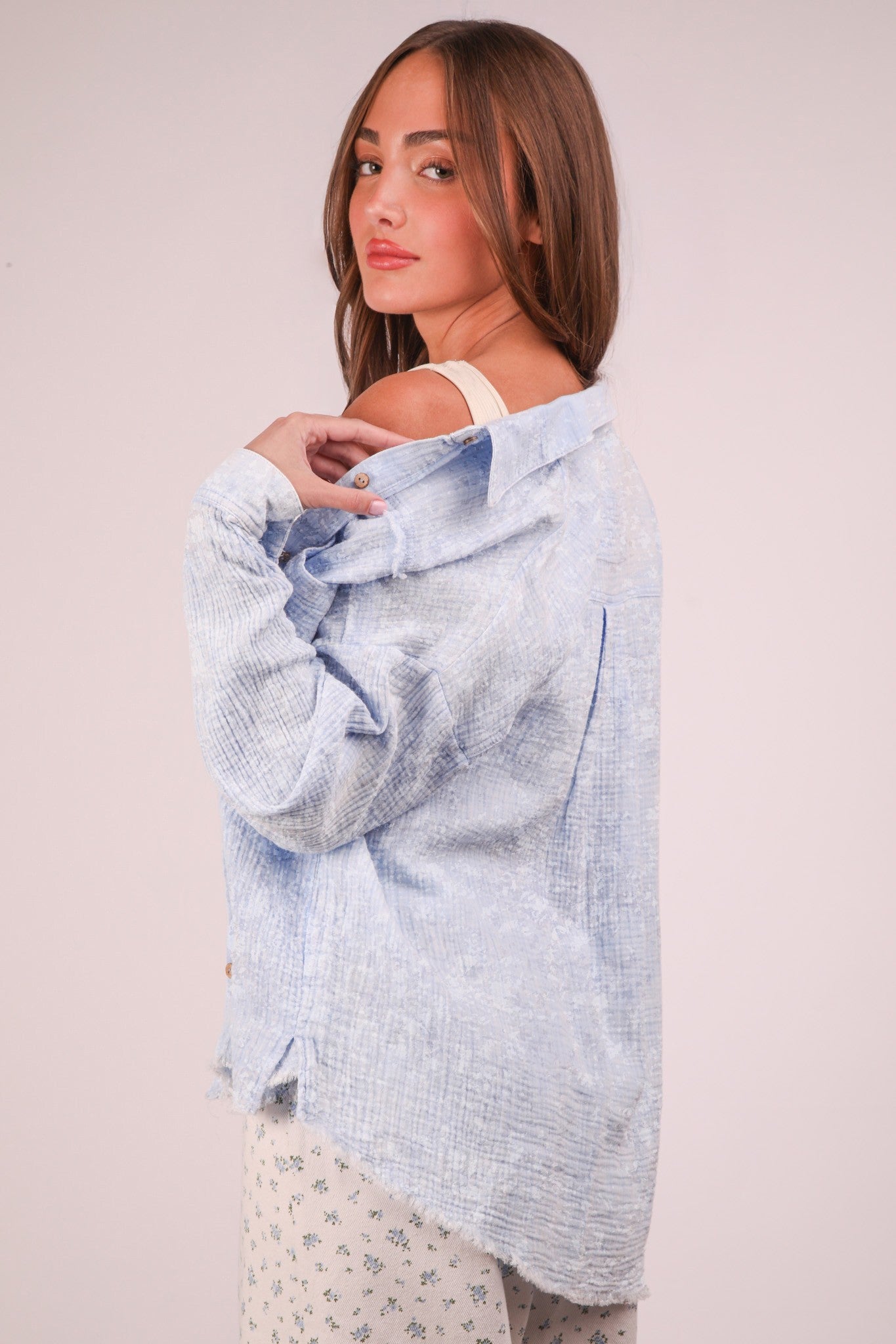 Mineral Washed Gauze Shirt Top (Plus Size)