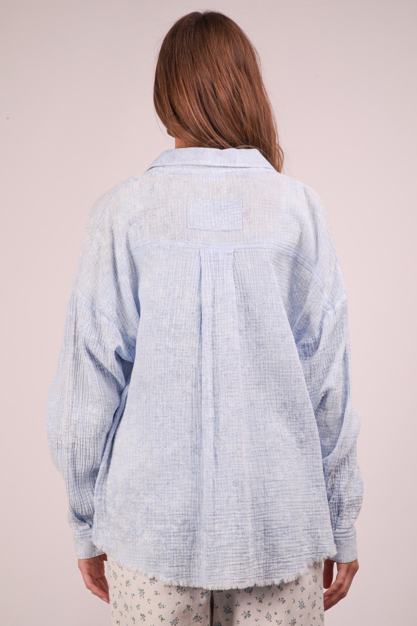 Mineral Washed Gauze Shirt Top (Plus Size)