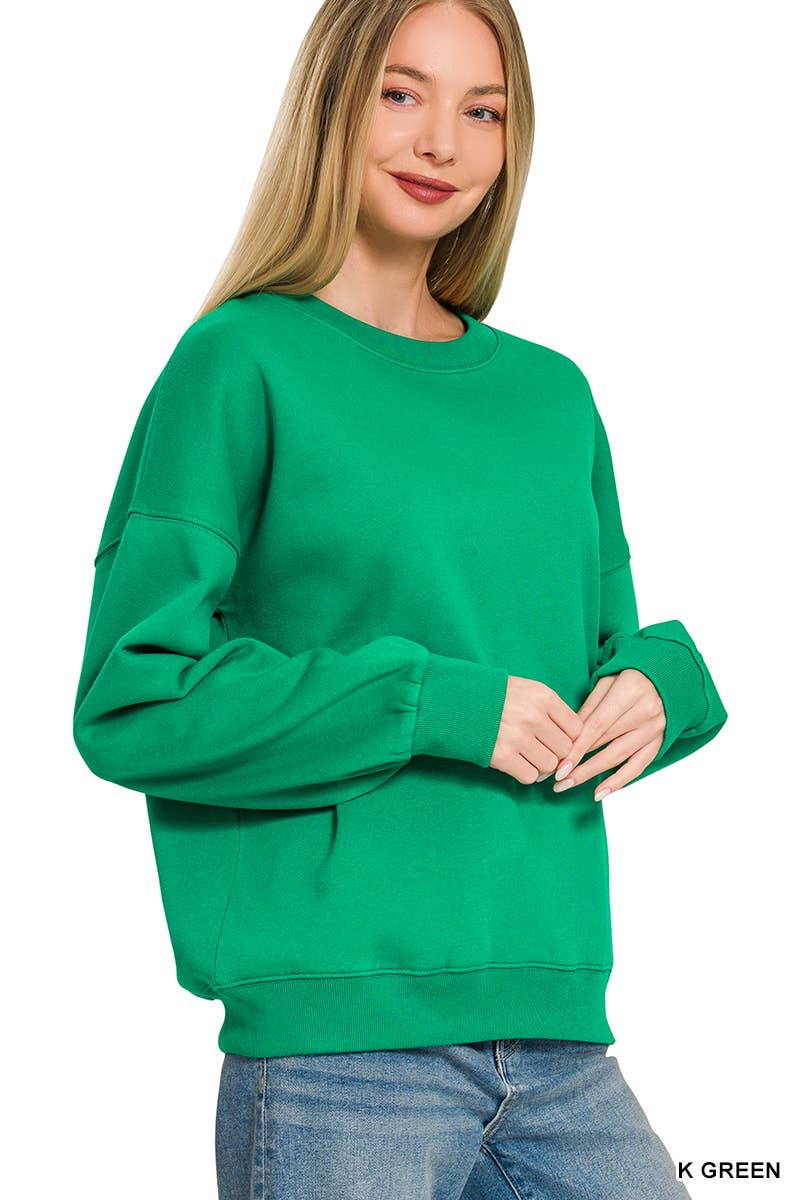 Fleece Drop Shoulder Sweatshirts Zenana