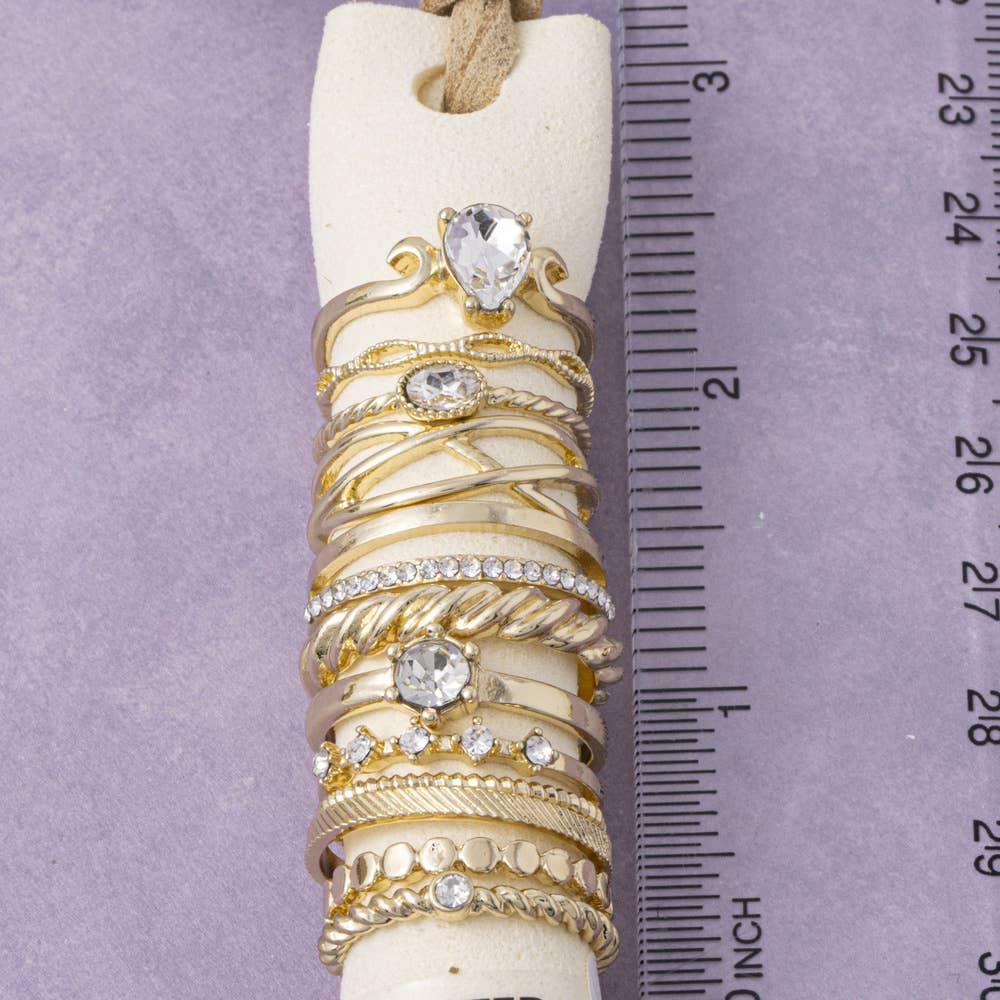 Teardrop Crystal Stackable Ring Set