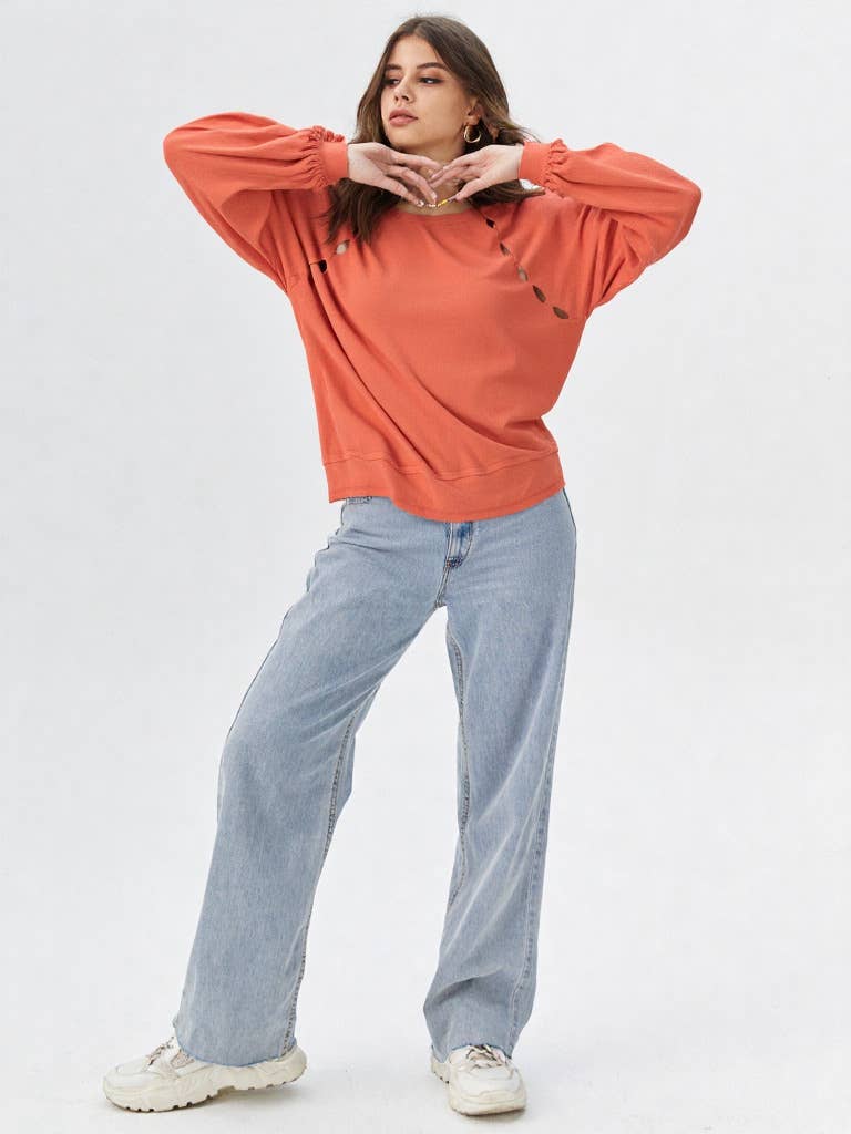 NT11317-Casual Oversized Cutout Knit Top