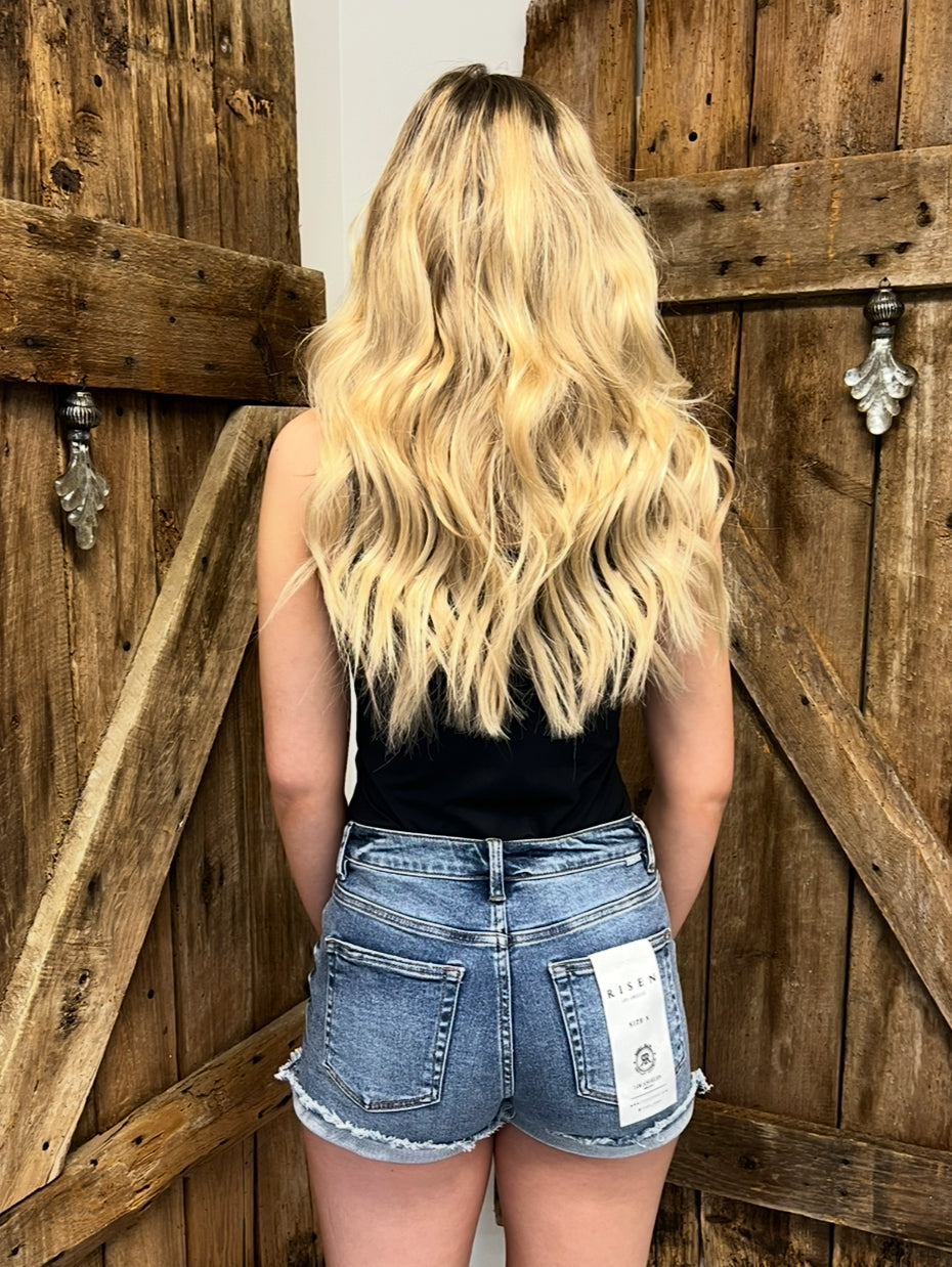 Risen High Rise Cross Over Side Slit Shorts