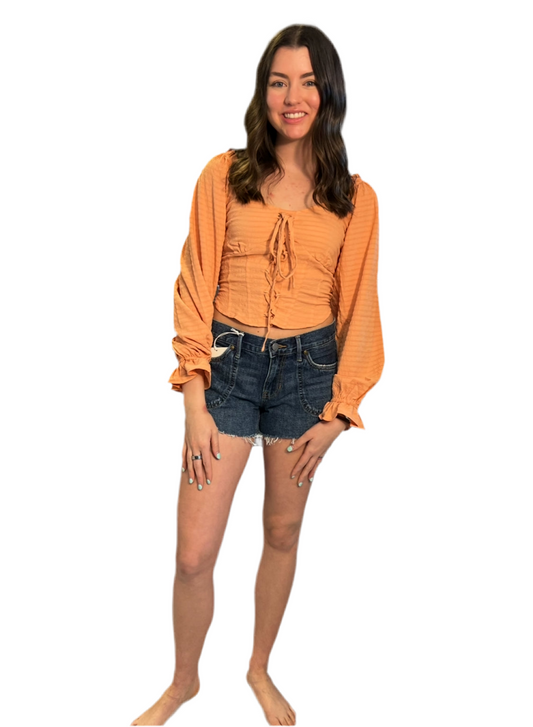 Corset Look Puff Sleeves Blouse