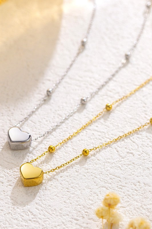 18K Stainless Steel Tarnish Free Heart Necklace