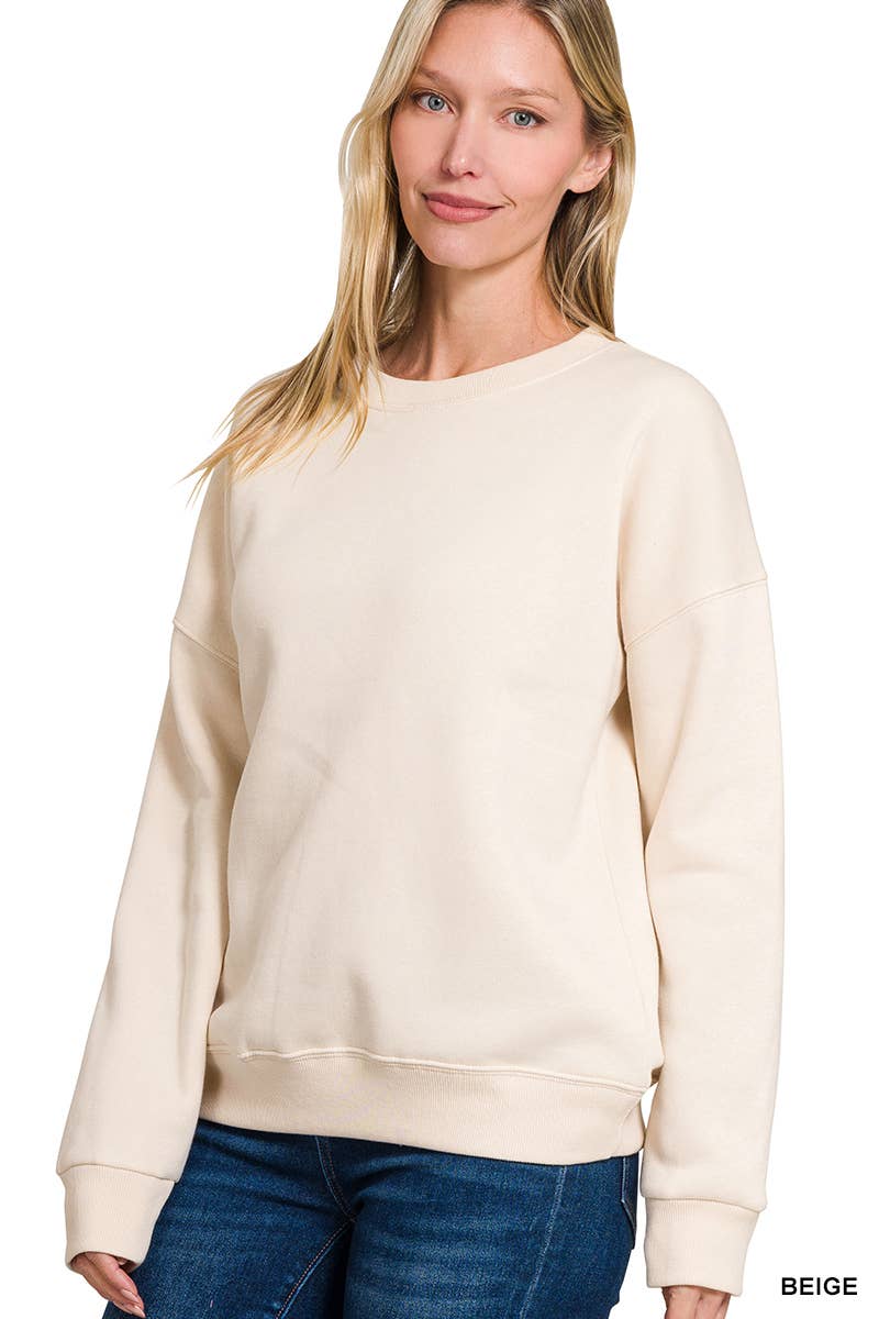 Fleece Drop Shoulder Sweatshirts Zenana