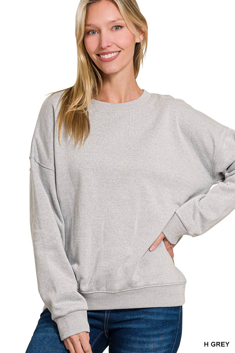 Fleece Drop Shoulder Sweatshirts Zenana