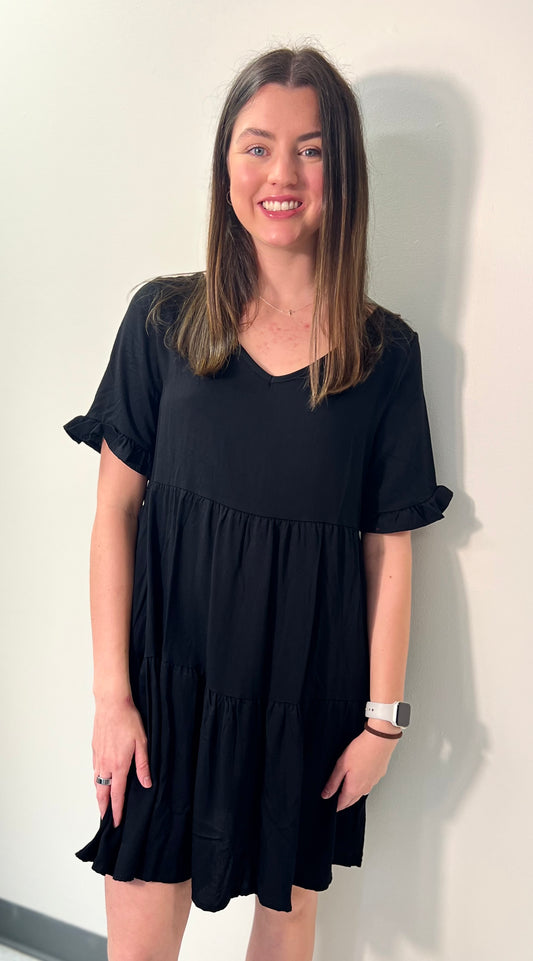 Black Tiered Midi Dress