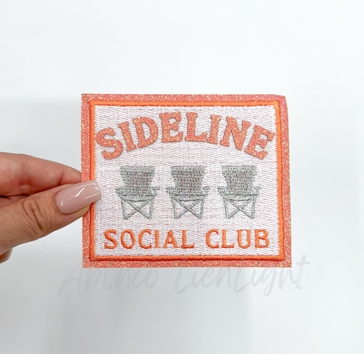 Orange Sideline Social Club trendy sports iron on patch