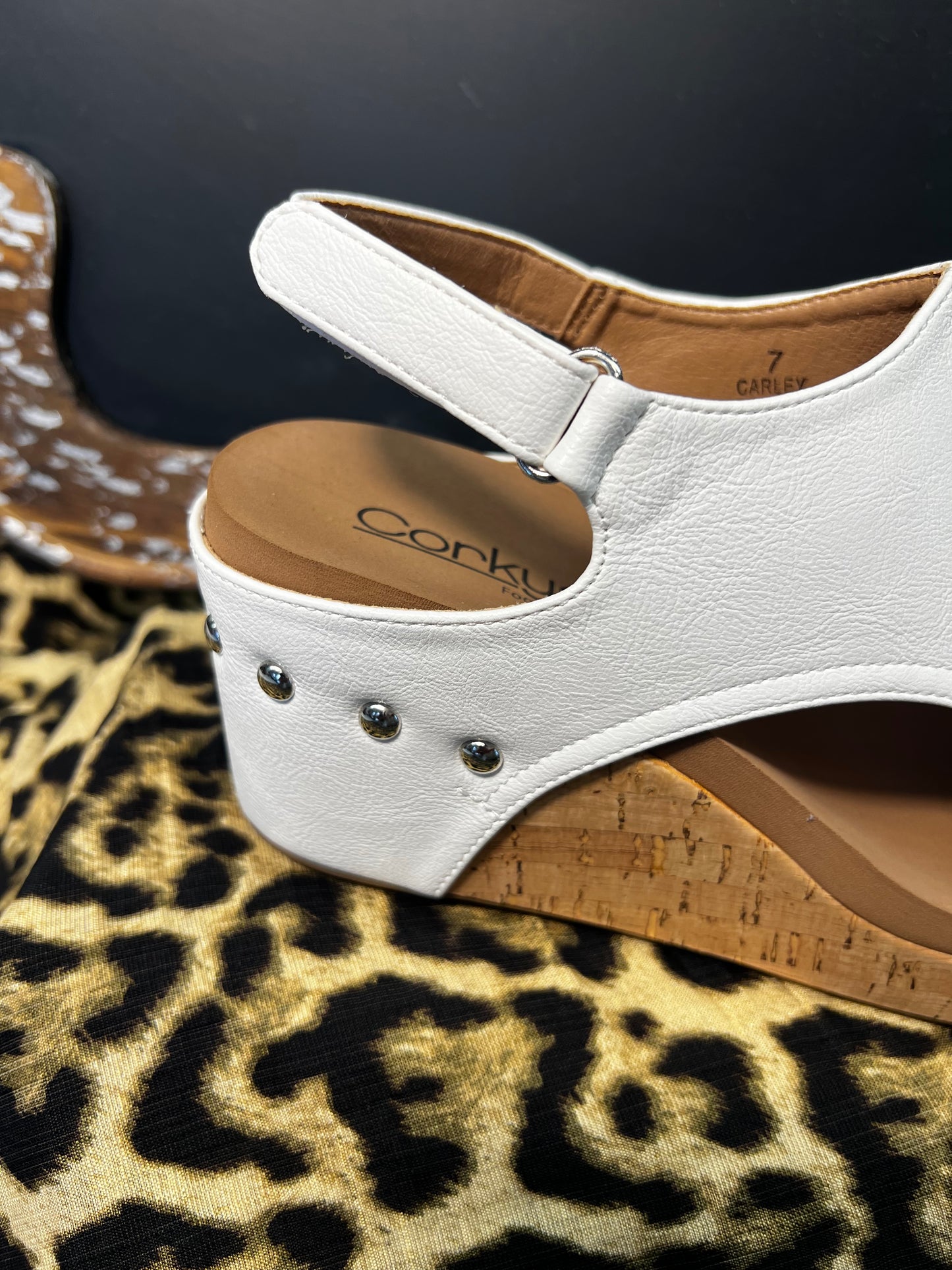 White Smooth Leather Wedge