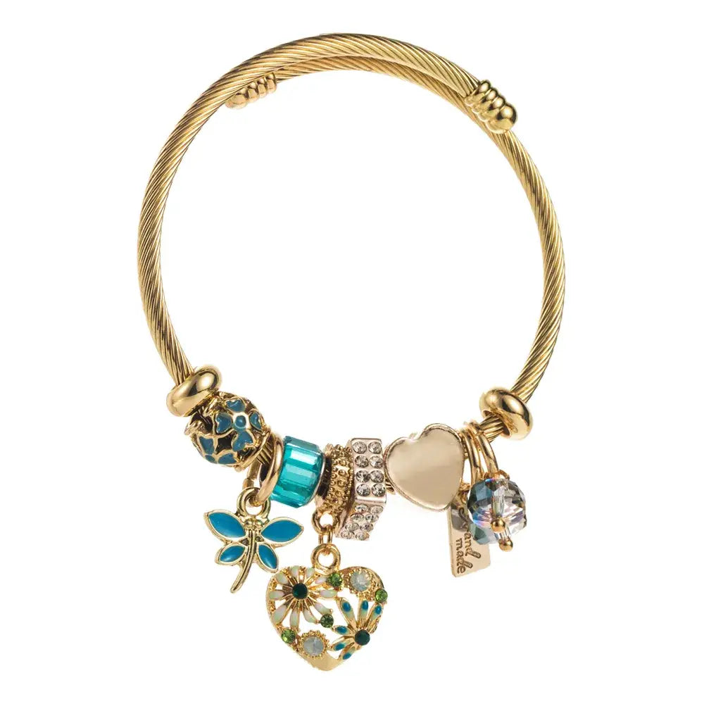 Women's 18k Gold Charm Bracelet Bangle