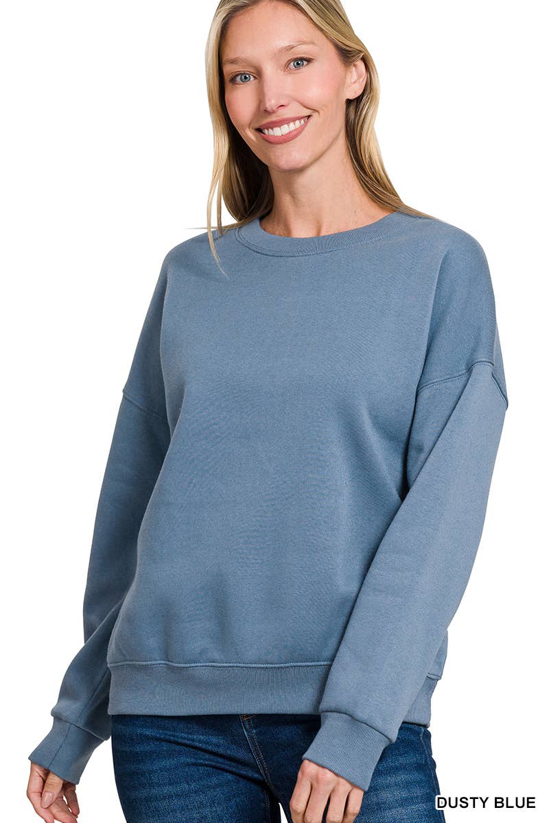Fleece Drop Shoulder Sweatshirts Zenana