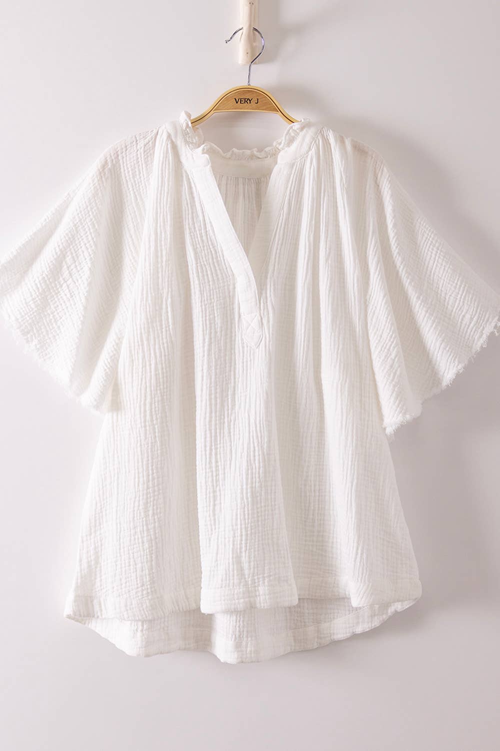 NT12540-Mineral Washed Gauze Blouse Top