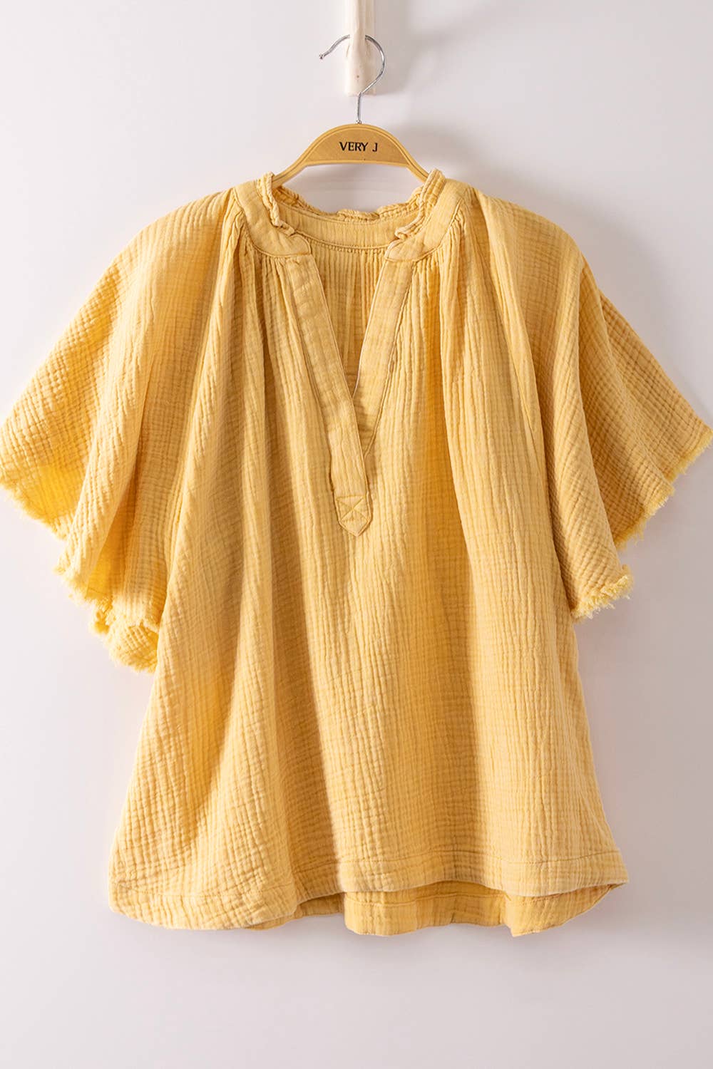 NT12540-Mineral Washed Gauze Blouse Top