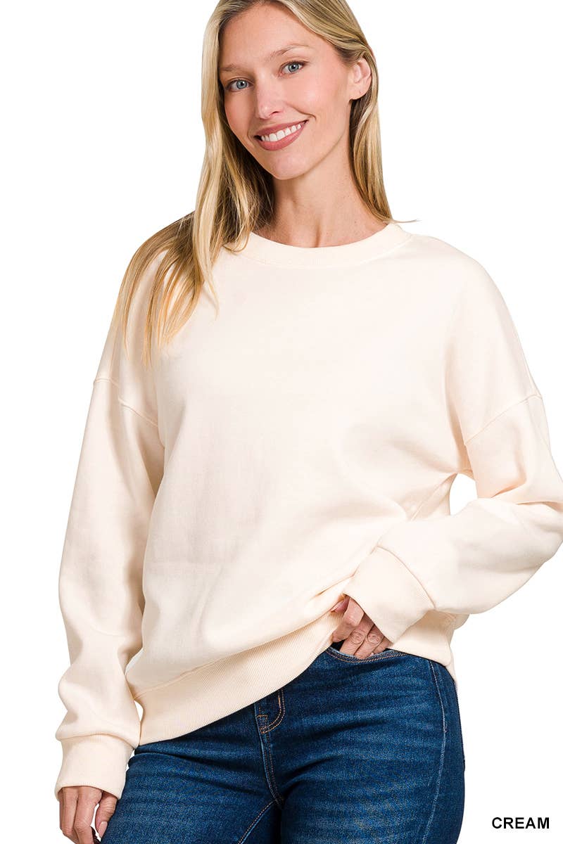 Fleece Drop Shoulder Sweatshirts Zenana