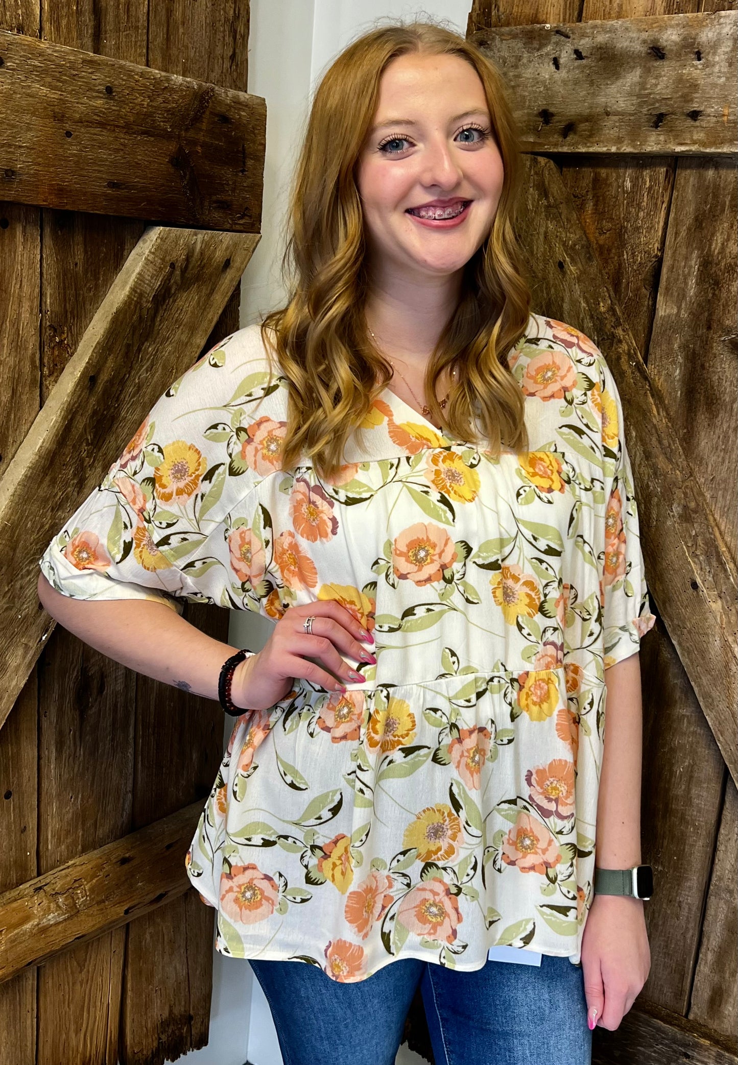 SOLID LOOSE FIT V NECK TOP