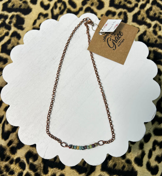 Copper Necklace w/ Beaded Bar