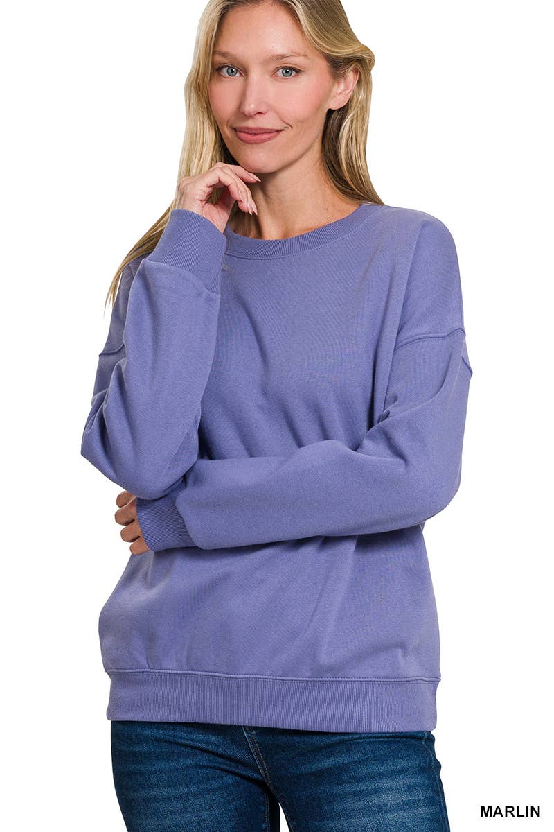 Fleece Drop Shoulder Sweatshirts Zenana