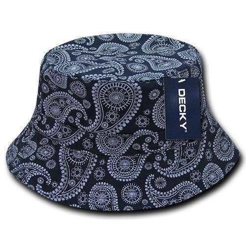 Decky 459 - Relaxed Paisley Bucket Hat, Bandana Pattern Bucket Cap