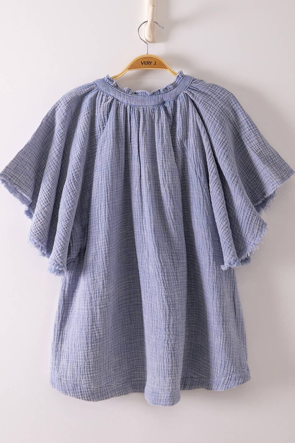 NT12540-Mineral Washed Gauze Blouse Top