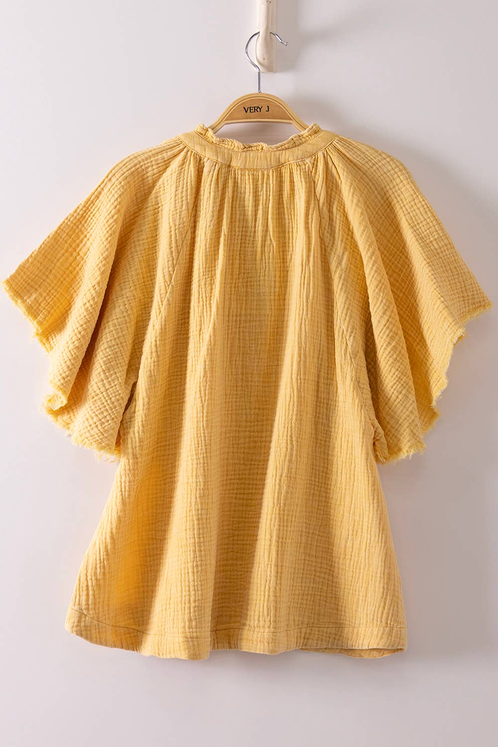 NT12540-Mineral Washed Gauze Blouse Top