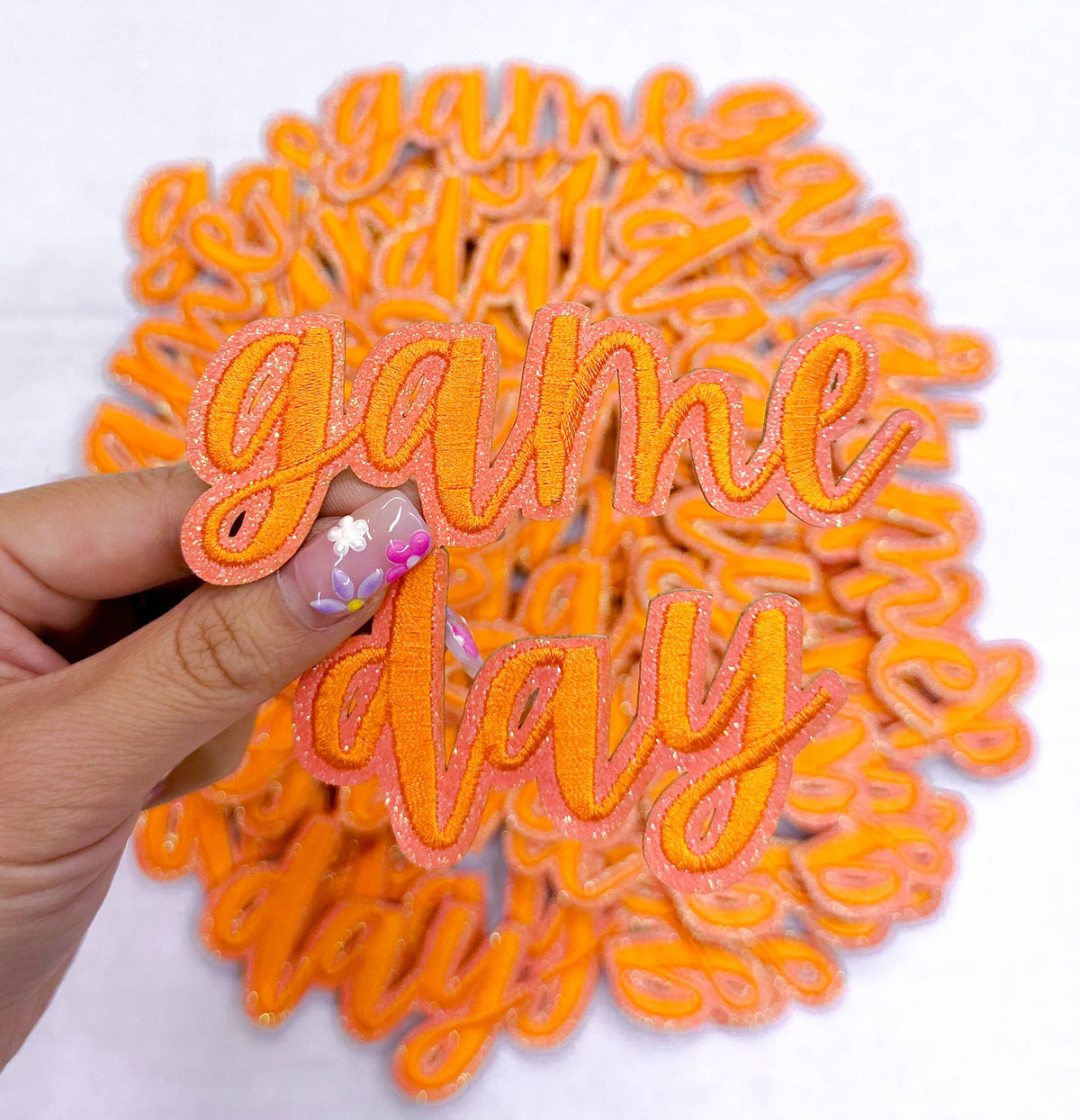 Orange sticker adhesive game day clear stadium bag patch