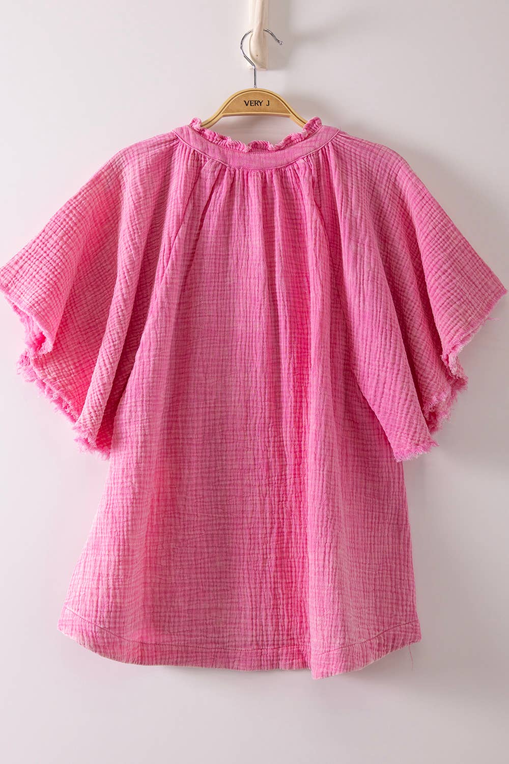 NT12540-Mineral Washed Gauze Blouse Top