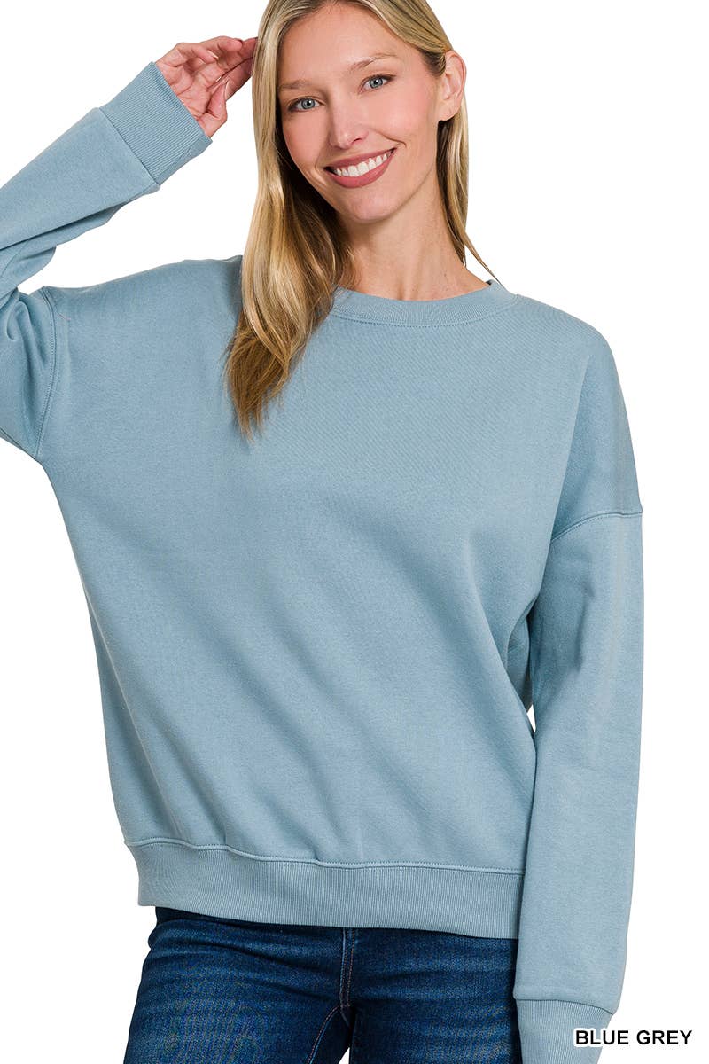 Fleece Drop Shoulder Sweatshirts Zenana