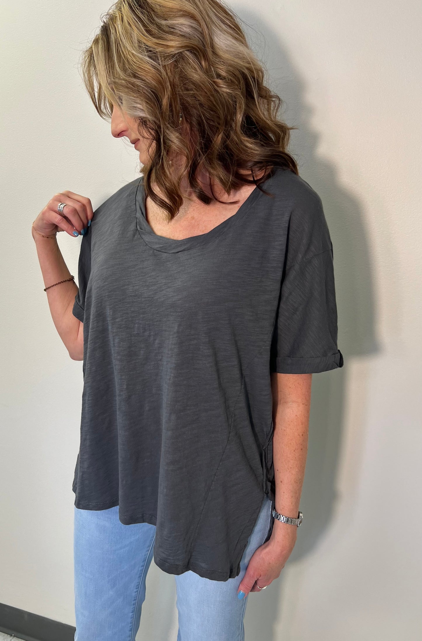 Twisted Neck Detail Tunic Top