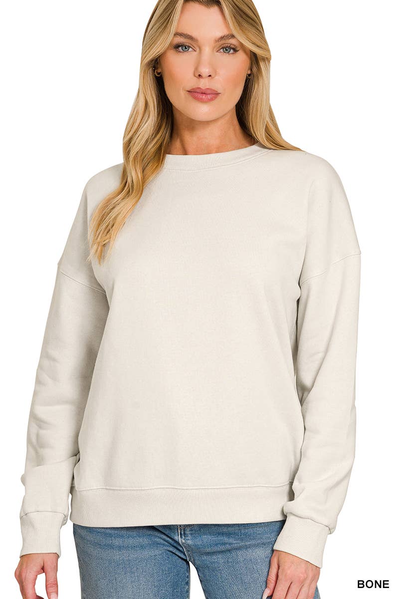 Fleece Drop Shoulder Sweatshirts Zenana
