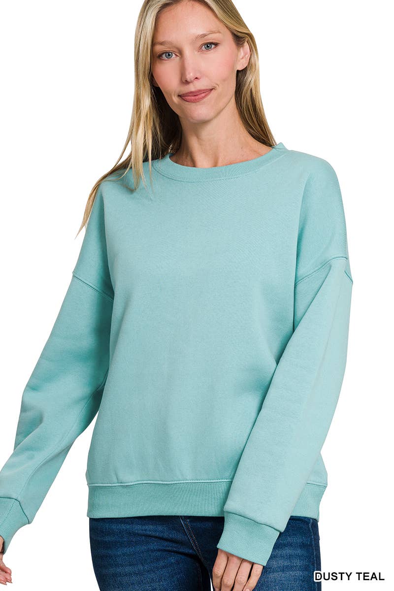 Fleece Drop Shoulder Sweatshirts Zenana
