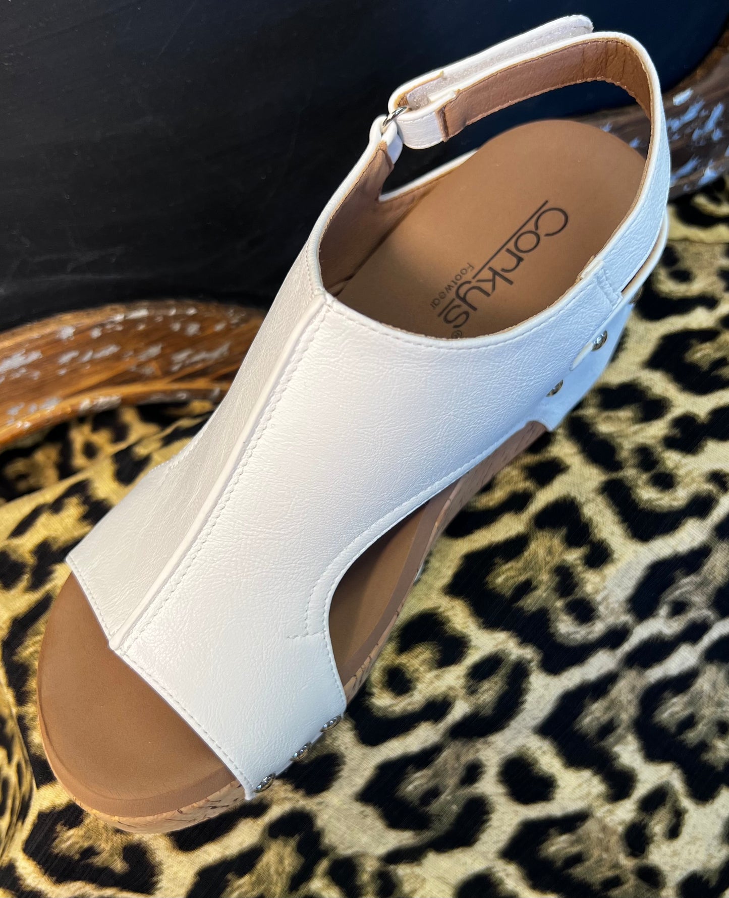 White Smooth Leather Wedge