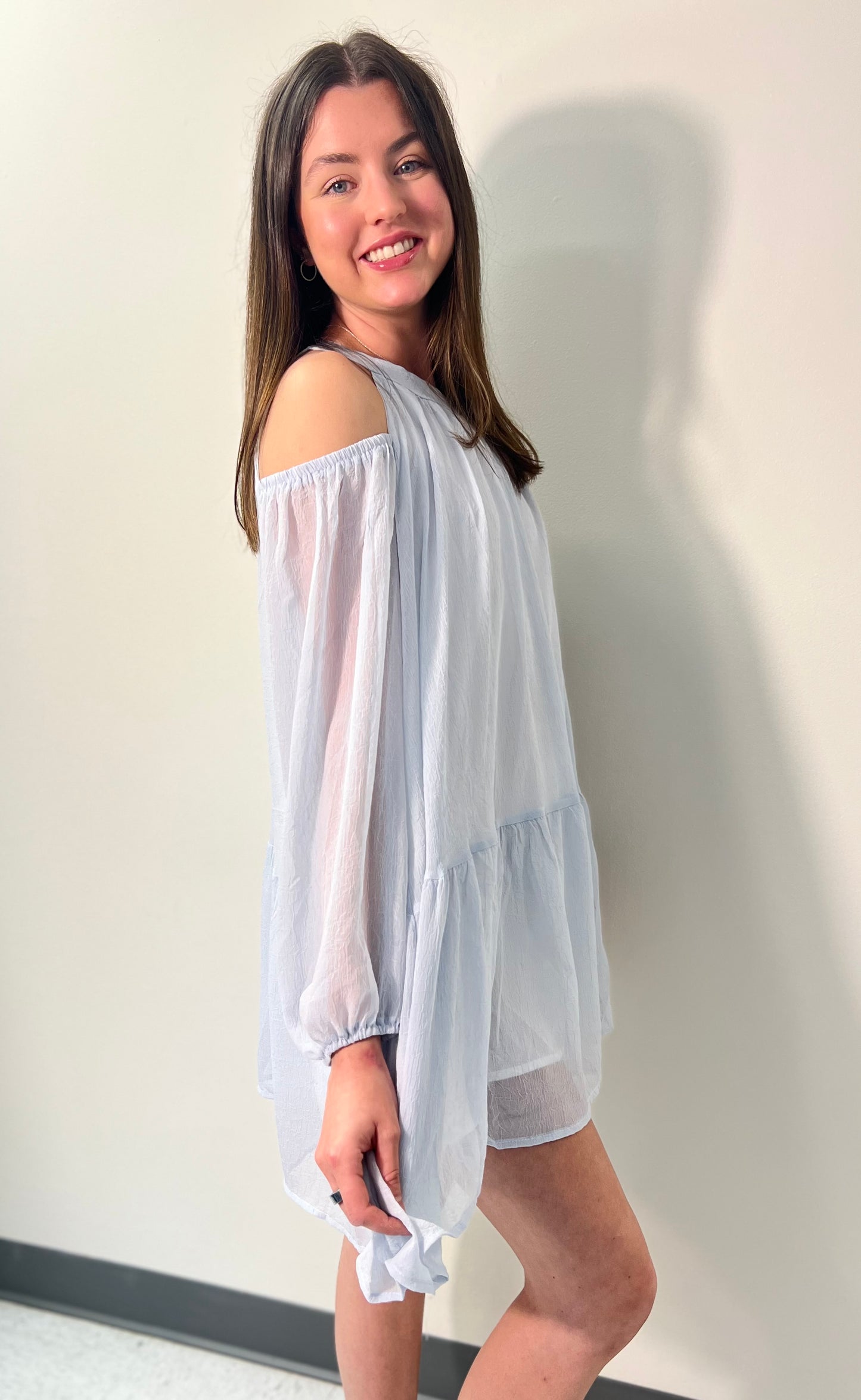 Cold Shoulder Crinkle Dress