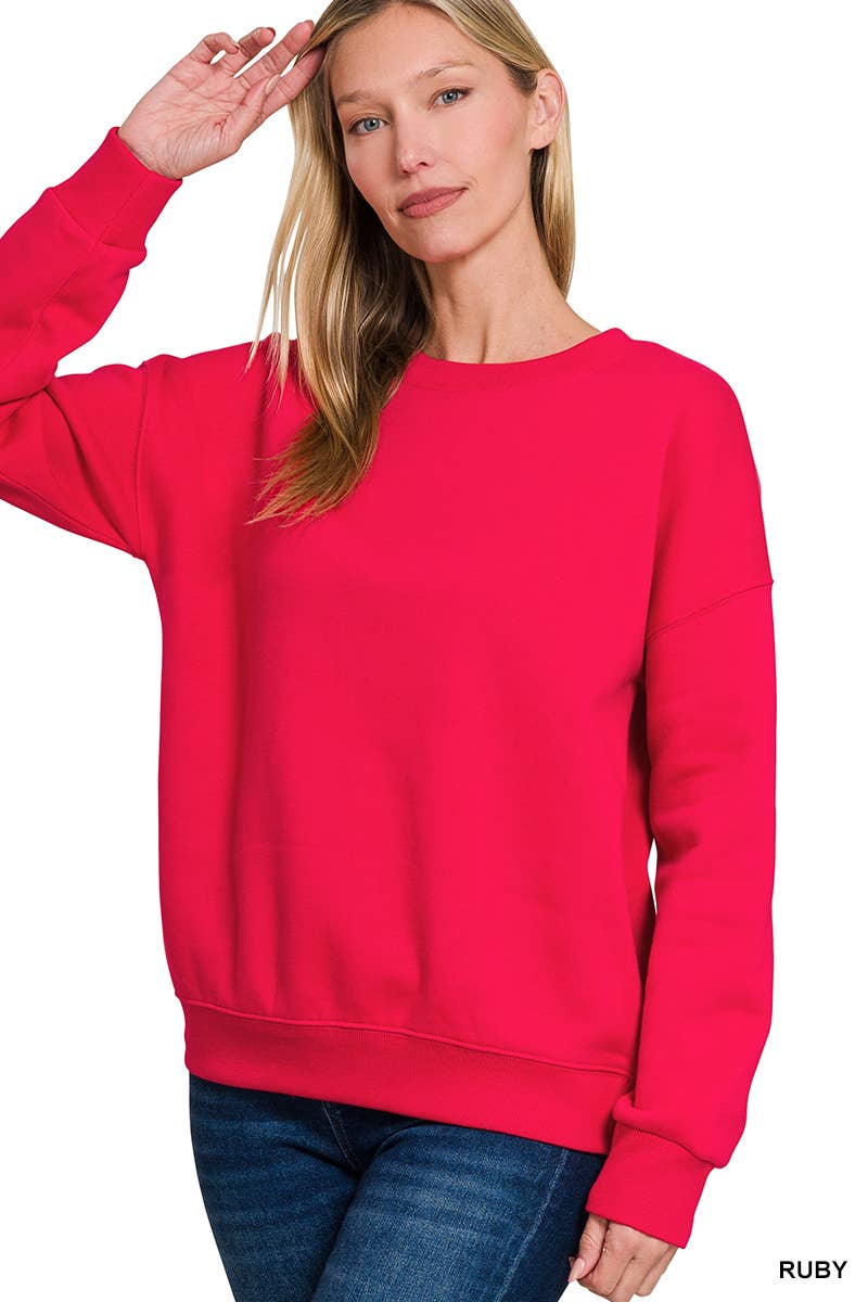 Fleece Drop Shoulder Sweatshirts Zenana