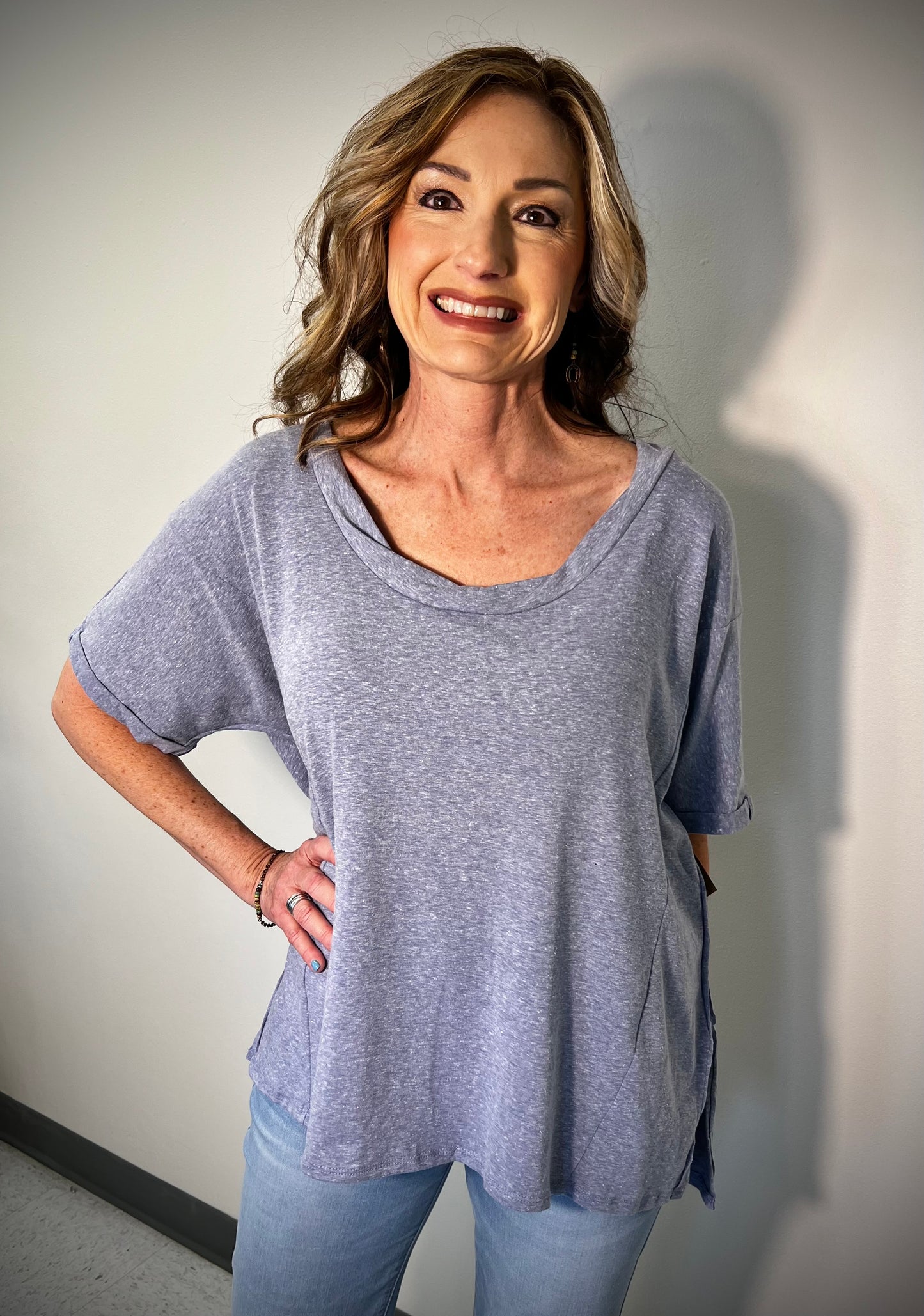 Twisted Neck Detail Tunic Top