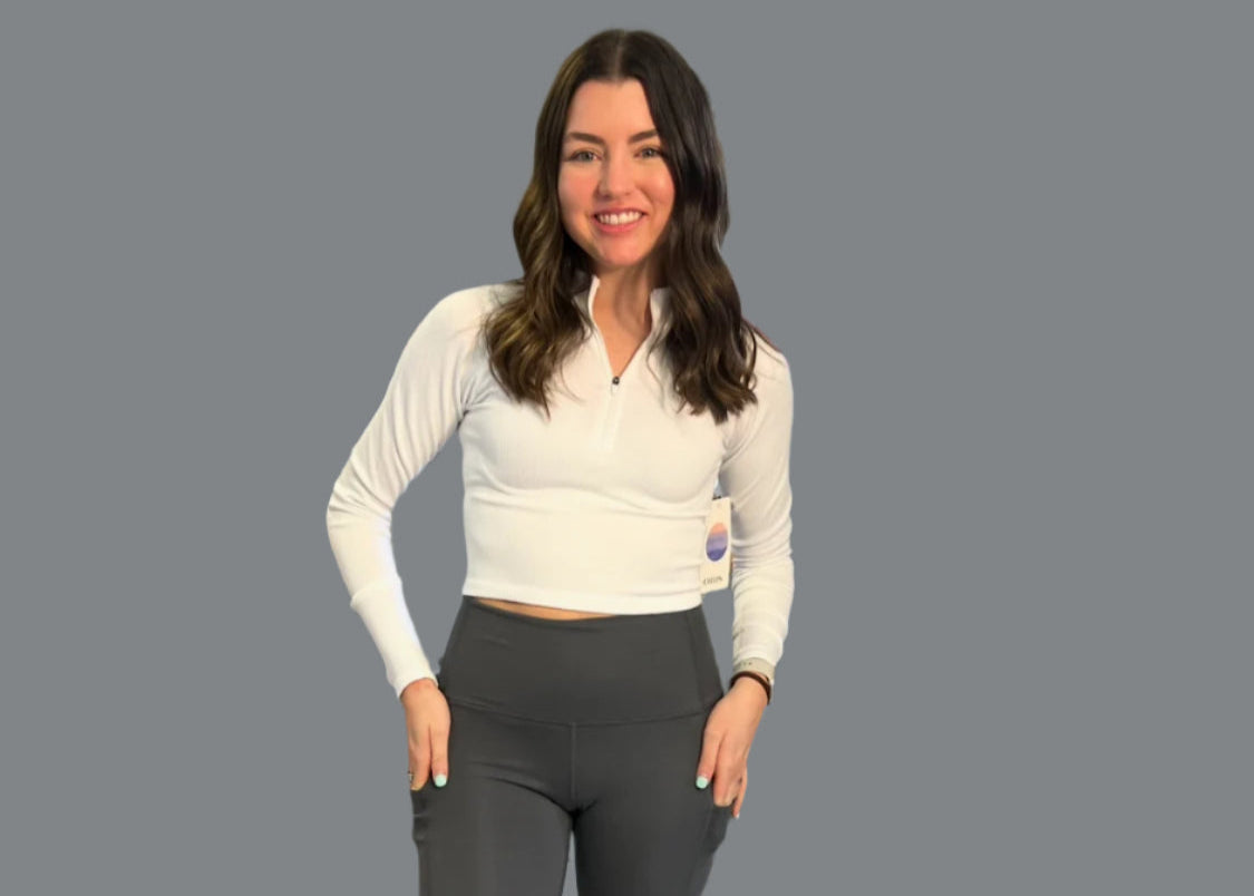 Seamless premium crop half zipper jacket