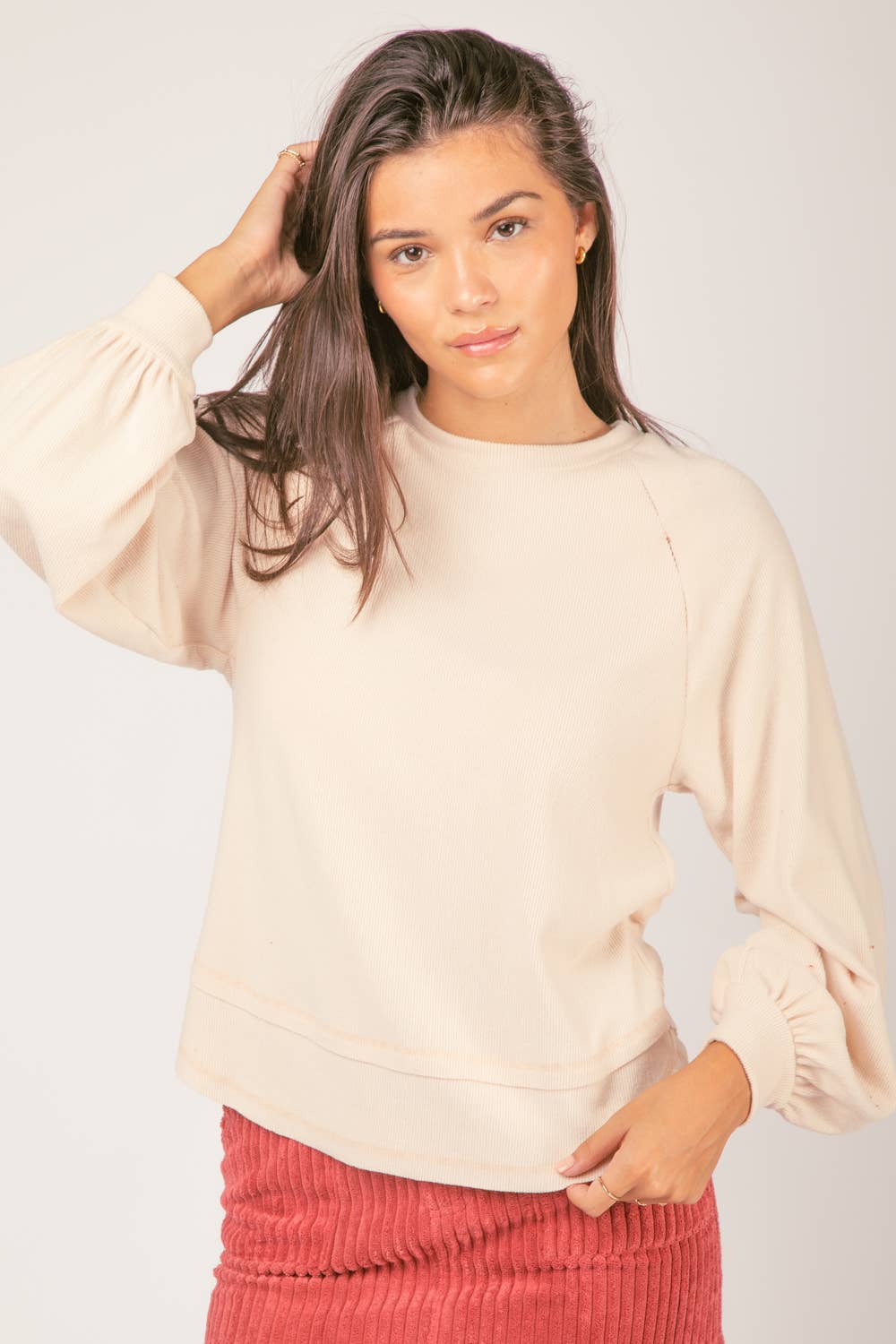NT11317-Casual Oversized Cutout Knit Top