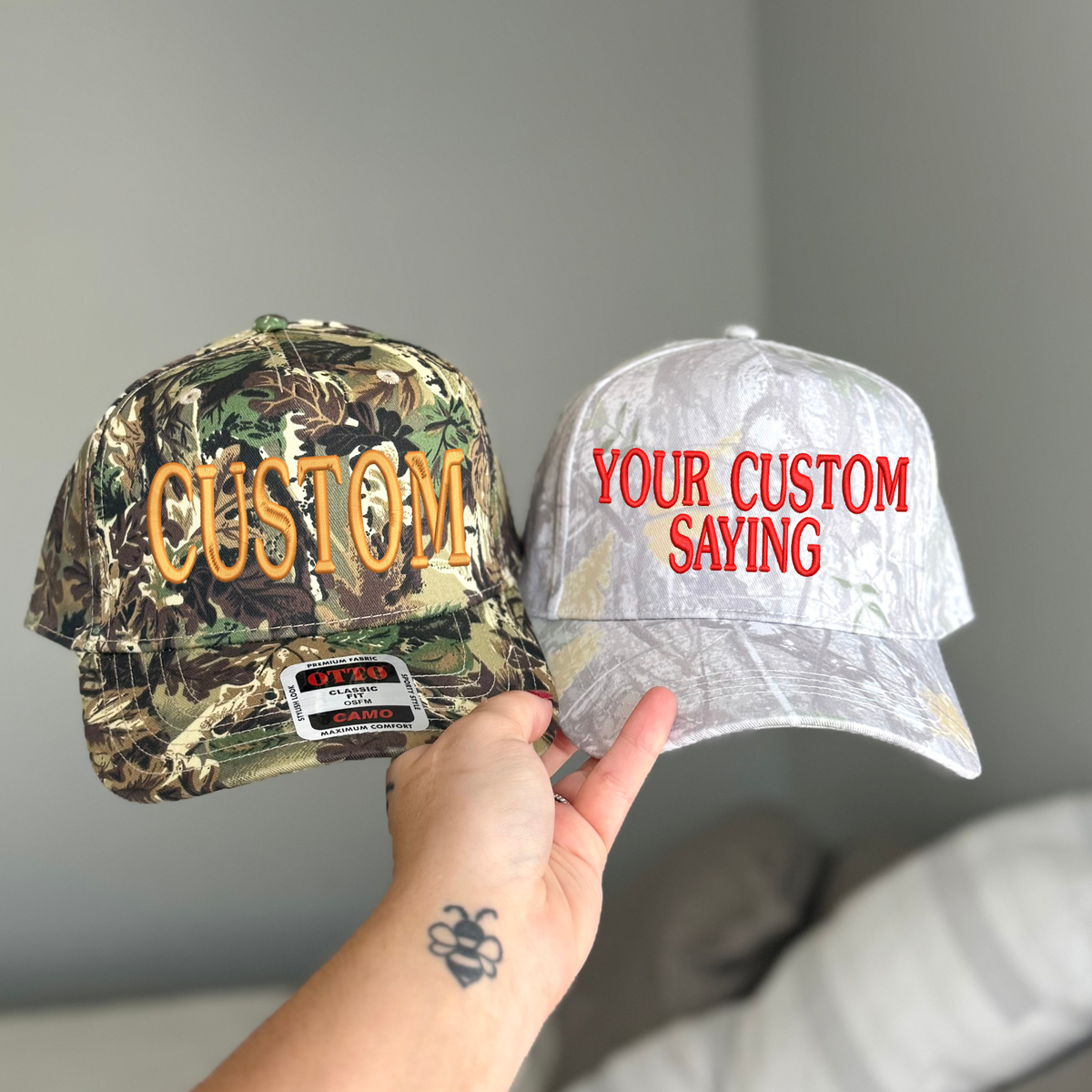 Custom Solid Camo Embroidered Hat