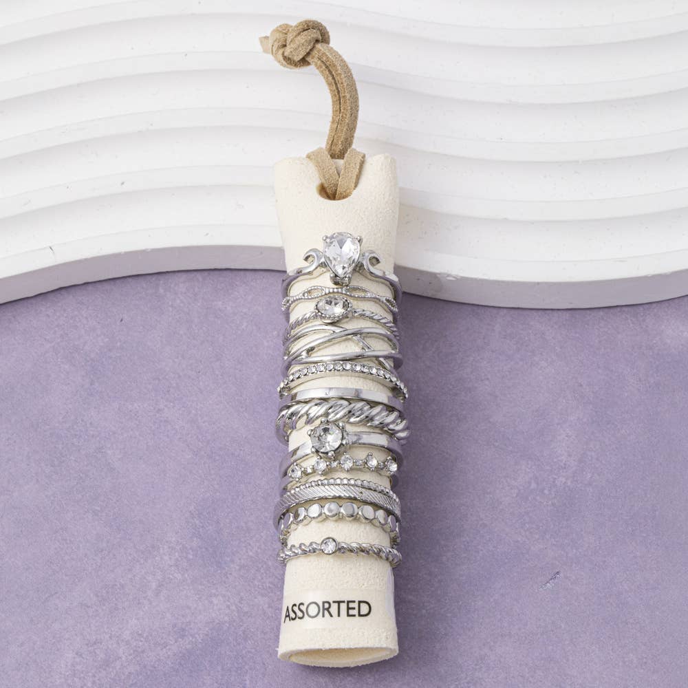 Teardrop Crystal Stackable Ring Set