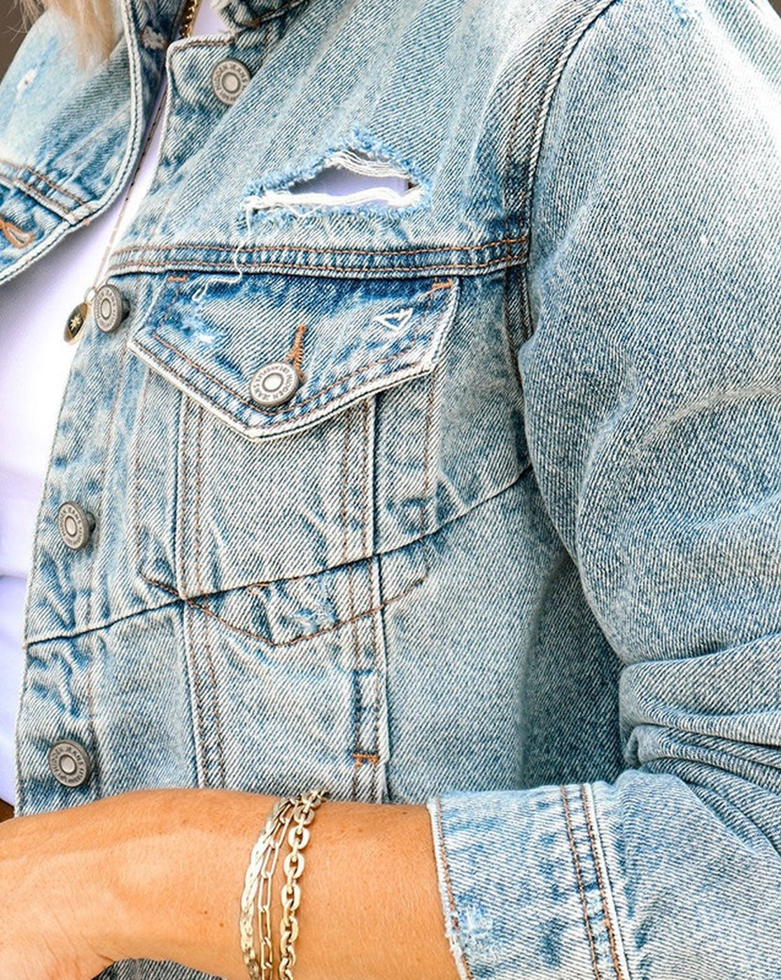 Denim Jacket Street Style Ripped
