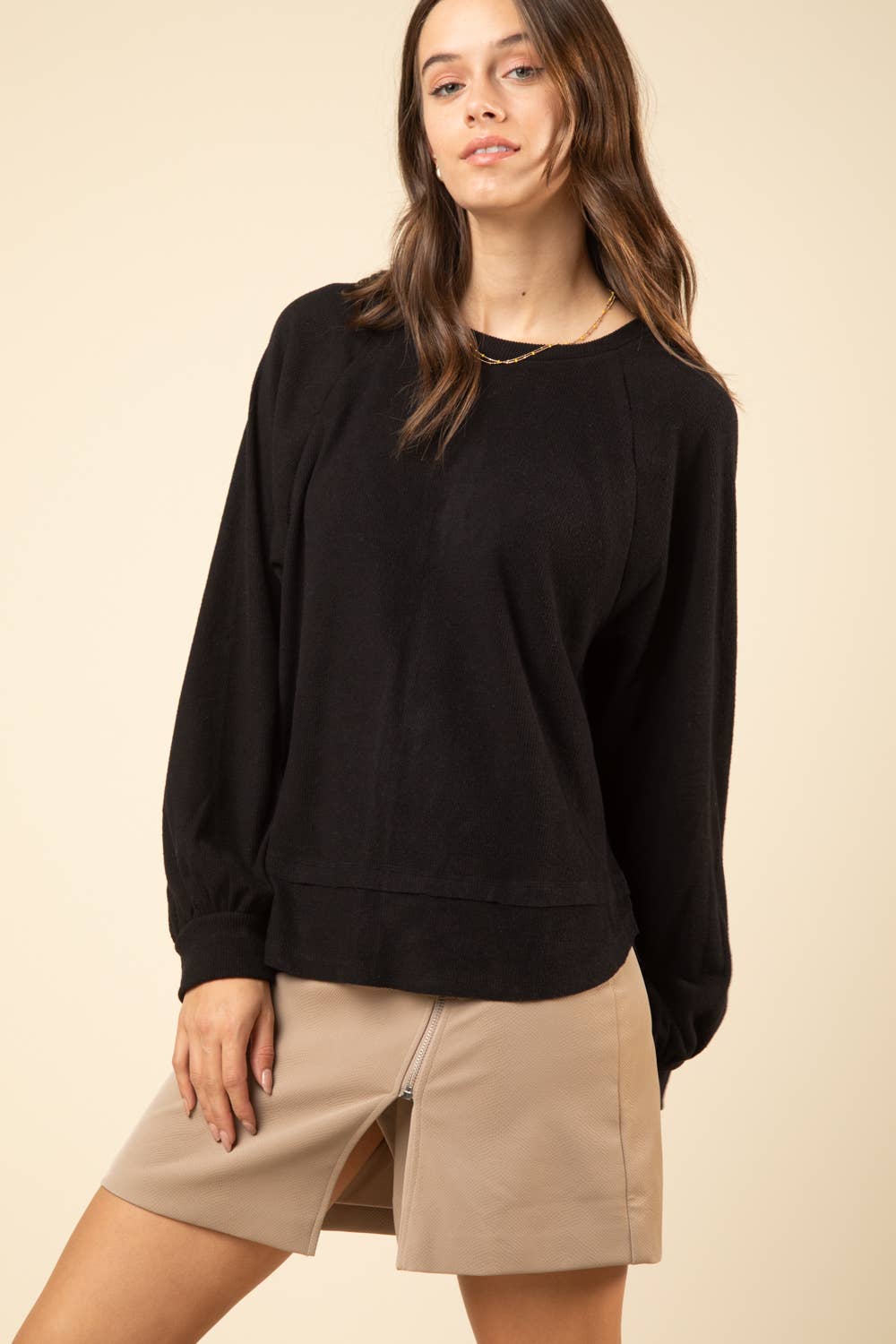 NT11317-Casual Oversized Cutout Knit Top